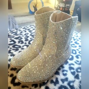 Girls Badgley Mischka Rhinestone Cowboy Ankle Boots
